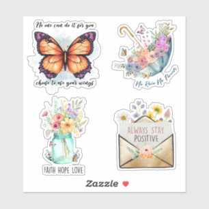 Sticker Citations et fleurs motivantes