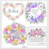 Sticker Citations florales inspirantes | Fleurs aquarelles (Feuille)