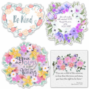 Sticker Citations florales inspirantes   Fleurs aquarelles
