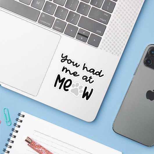 Sticker Citations Mignonnes Chat (Ordinateur portable avec iPhone)