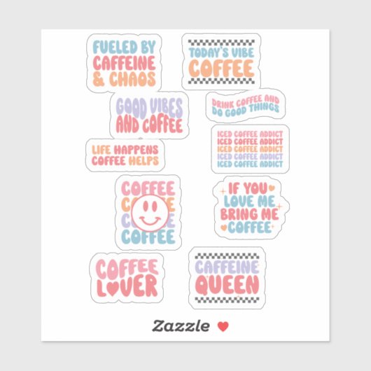 Sticker Citations Thème Café Retro Esthétique (Feuille)