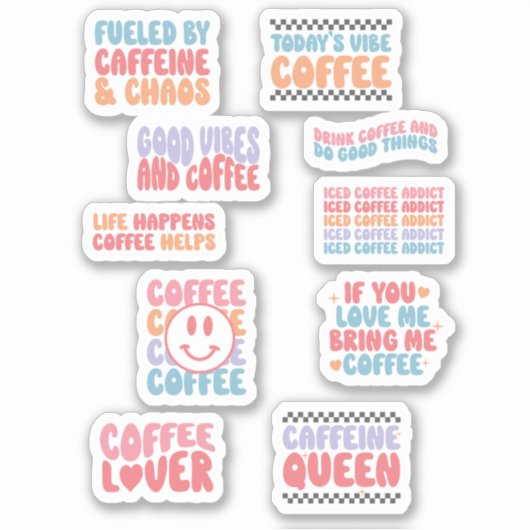 Sticker Citations Thème Café Retro Esthétique (Devant)