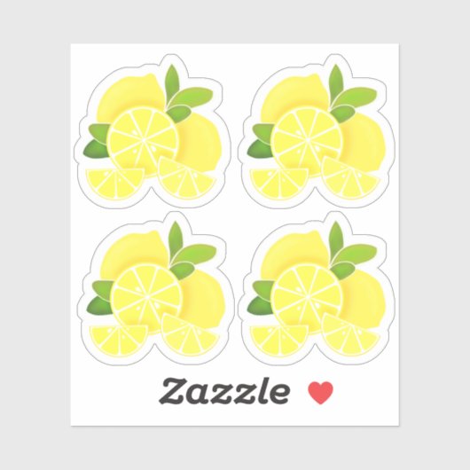 Sticker Citron citron tranches de citron fruits tropicaux  (Feuille)