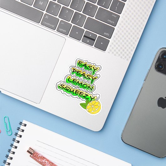 Sticker Citron doux facile (Ordinateur portable avec iPhone)