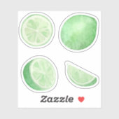 Sticker Citron vert citron agrumes tranches d'eau set (Feuille)
