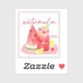 Sticker Citronnade à la Pastèque Art à l'Aquarelle (Feuille)