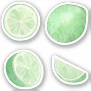Sticker Citronnade limes verts tranches de citron ensemble