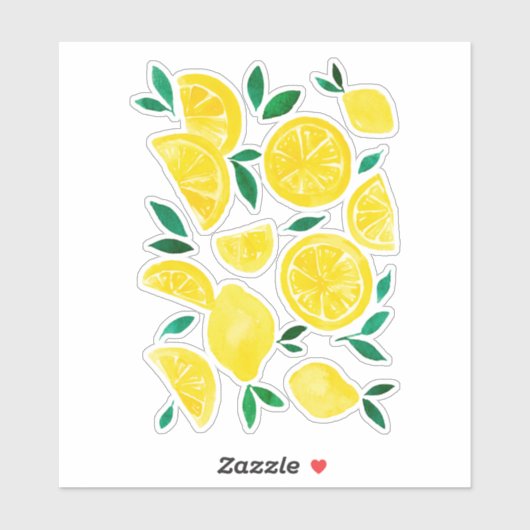 Sticker citrons d'aquarelle - jaune et vert (Feuille)