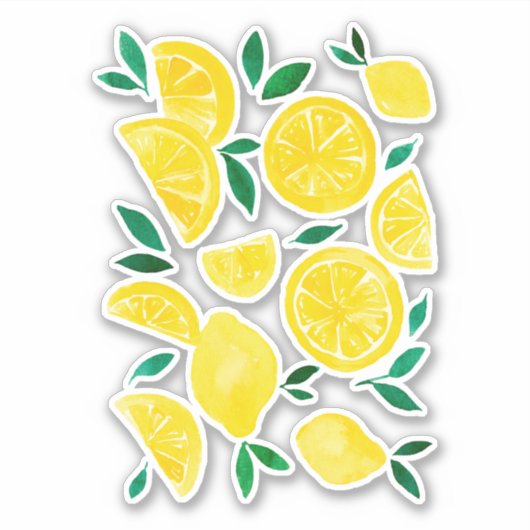 Sticker citrons d'aquarelle - jaune et vert (Devant)