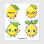 Sticker citrons kawaii mignons (Feuille)