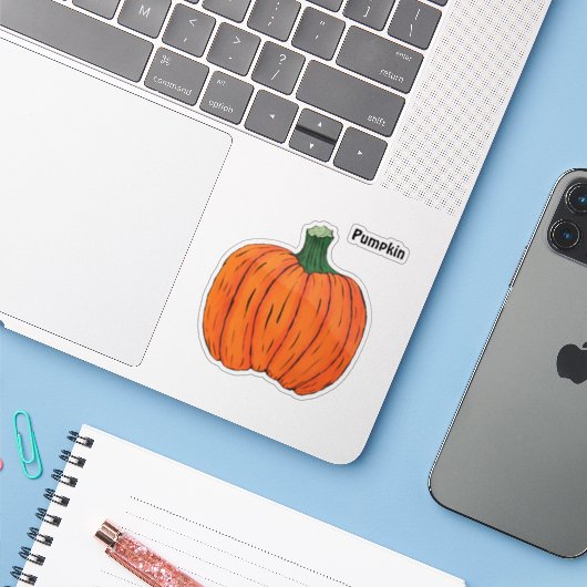 Sticker Citrouille (Ordinateur portable avec iPhone)