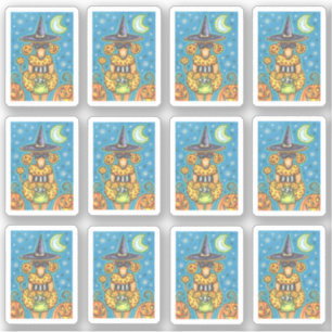 Sticker Citrouille AMUSANT POODLE DANS HALLOWEEN WITCH COS