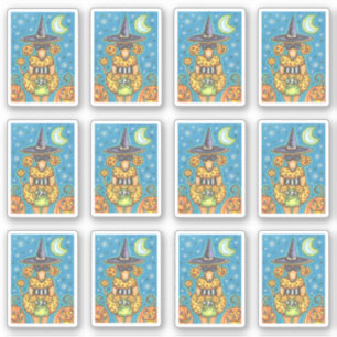 Sticker Citrouille AMUSANT POODLE DANS HALLOWEEN WITCH COS