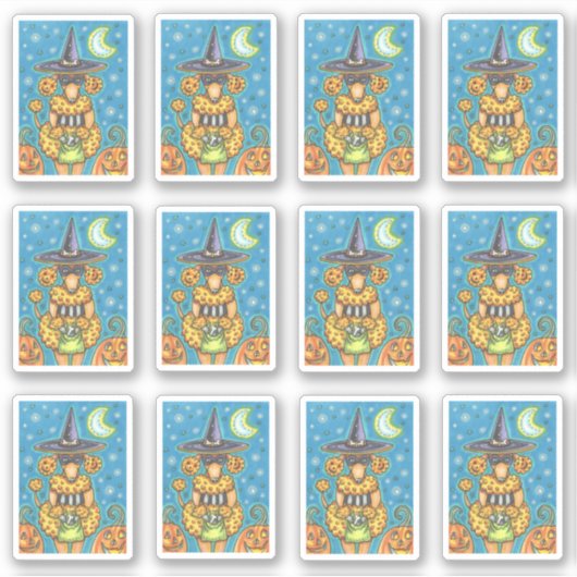 Sticker Citrouille AMUSANT POODLE DANS HALLOWEEN WITCH COS (Devant)