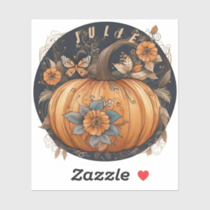 Sticker Citrouille d'automne vintage. Citrouille d'automne