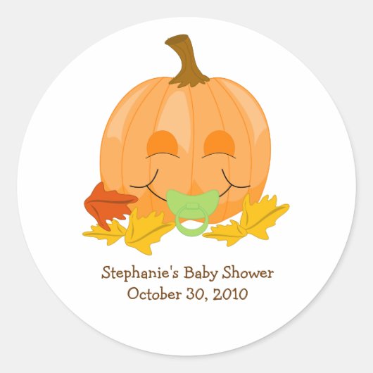 Sticker Citrouille de Baby shower de Pacifier mign (Devant)