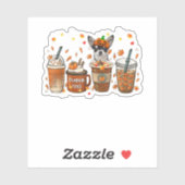 Sticker Citrouille de café automne épice latte glacé autom (Feuille)