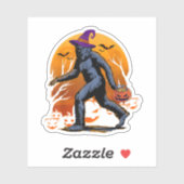 Sticker Citrouille de sorcière Bigfoot Halloween amateurs  (Feuille)