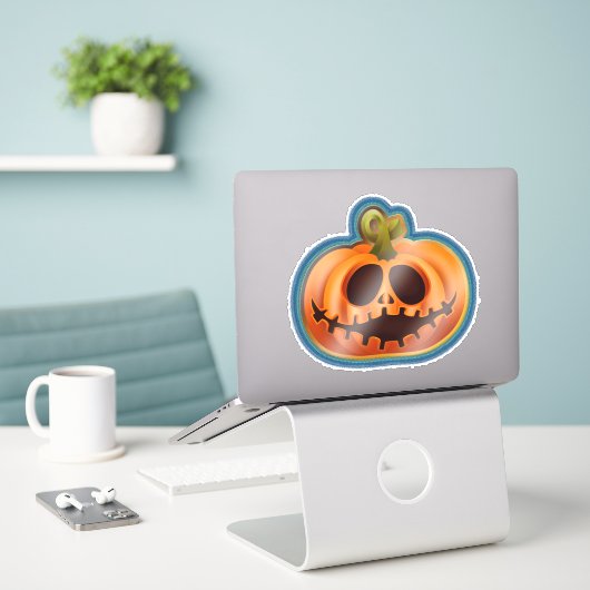 Sticker Citrouille d'Halloween (Ordinateur portable sur le bureau)