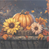 Sticker Citrouille d'Halloween et feuilles de feuillage d' (Recto)