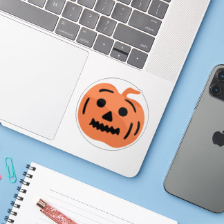 Sticker Citrouille d'Halloween Jack-O-Lantern orange