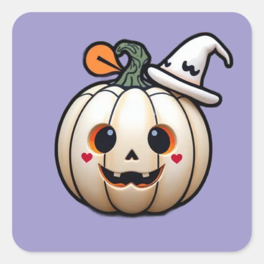 Sticker Citrouille d'Halloween mignon - Style Kawa (Devant)