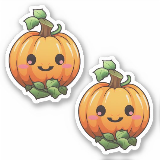 Sticker Citrouille d'Halloween mignonne automne automne (Devant)