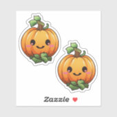 Sticker Citrouille d'Halloween mignonne automne automne (Feuille)