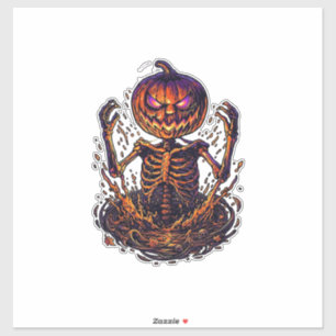 Sticker Citrouille d'Halloween Portail Magique de Flammes 