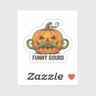 Sticker Citrouille drôle de Jack O'Lantern avec une mousta