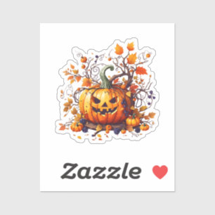 Sticker citrouille drôle d'Halloween d'automne