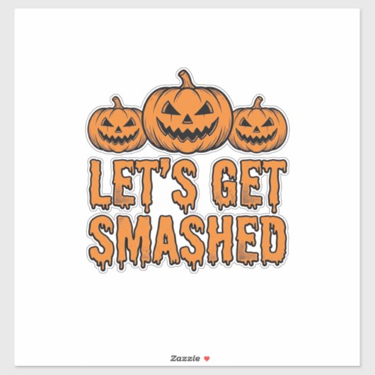Sticker Citrouille Drôle d'Halloween Faisons-nous Écraser (Feuille)
