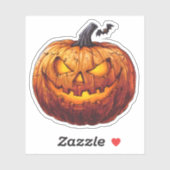 Sticker Citrouille éffrayant Jack-o-Lantern (Feuille)