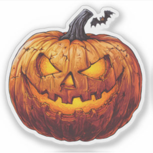 Sticker Citrouille éffrayant Jack-o-Lantern