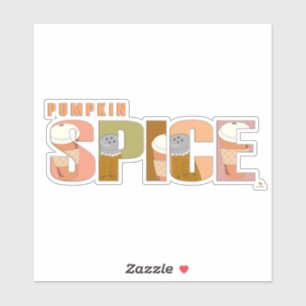 Sticker Citrouille Épice Automne Mot Amusement Temps