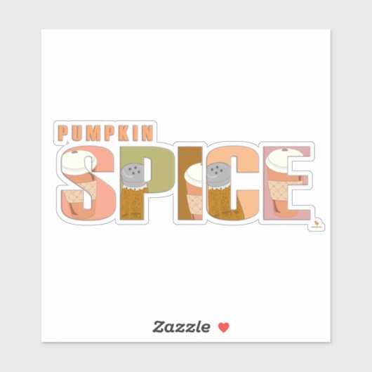 Sticker Citrouille Épices Automne Mot Temps de plaisir (Feuille)