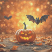 Sticker Citrouille et chauve-souris d'Halloween (Devant)