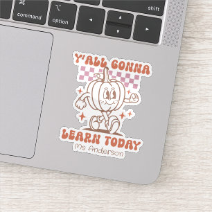 Sticker Citrouille et devis de l'enseignant rétro personna