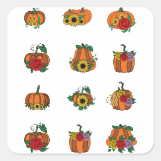 Sticker Citrouille floral