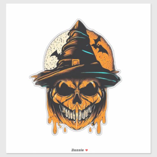 Sticker citrouille/Halloween/crâne/éffrayant (Feuille)