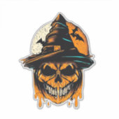 Sticker citrouille/Halloween/crâne/éffrayant (Devant)