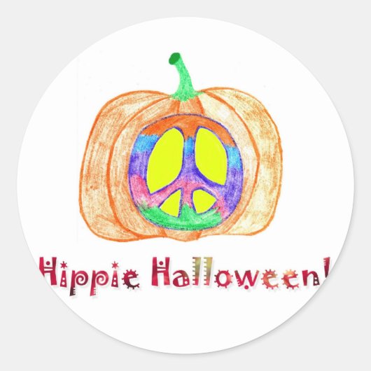 Sticker Citrouille Halloween hippie drôle (Devant)