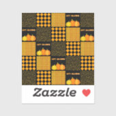 Sticker Citrouille Halloween Patchwork Motif (Feuille)