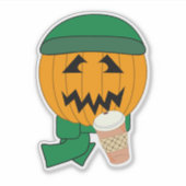 Sticker Citrouille Hipster Jack-o-lantern Design Halloween (Devant)