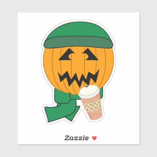 Sticker Citrouille Hipster Jack-o-lantern Design Halloween (Feuille)