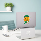 Sticker Citrouille Hipster Jack-o-lantern Design Halloween (Ordinateur portable sur le bureau)