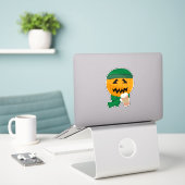 Sticker Citrouille Hipster Jack-o-lanterne Halloween Desig (Ordinateur portable sur le bureau)