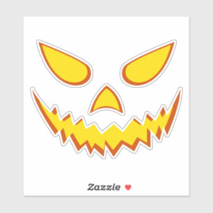 Sticker Citrouille Jack-o'-lantern de la face d'Halloween 
