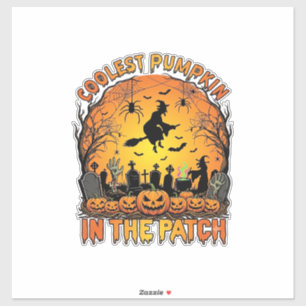 Sticker Citrouille la plus cool Patch Halloween Sorcière A