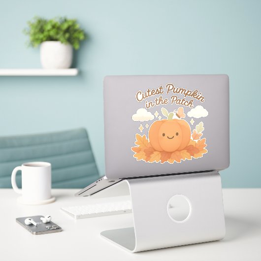 Sticker Citrouille La Plus Mignonne Du Patch Mignonne Auto (Ordinateur portable sur le bureau)